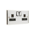 Polished Chrome Double 2 Gang 13a Socket - W07PCB