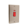 Windsor Brushed Steel 45A Double Vertical Cooker Switch - W40BSG