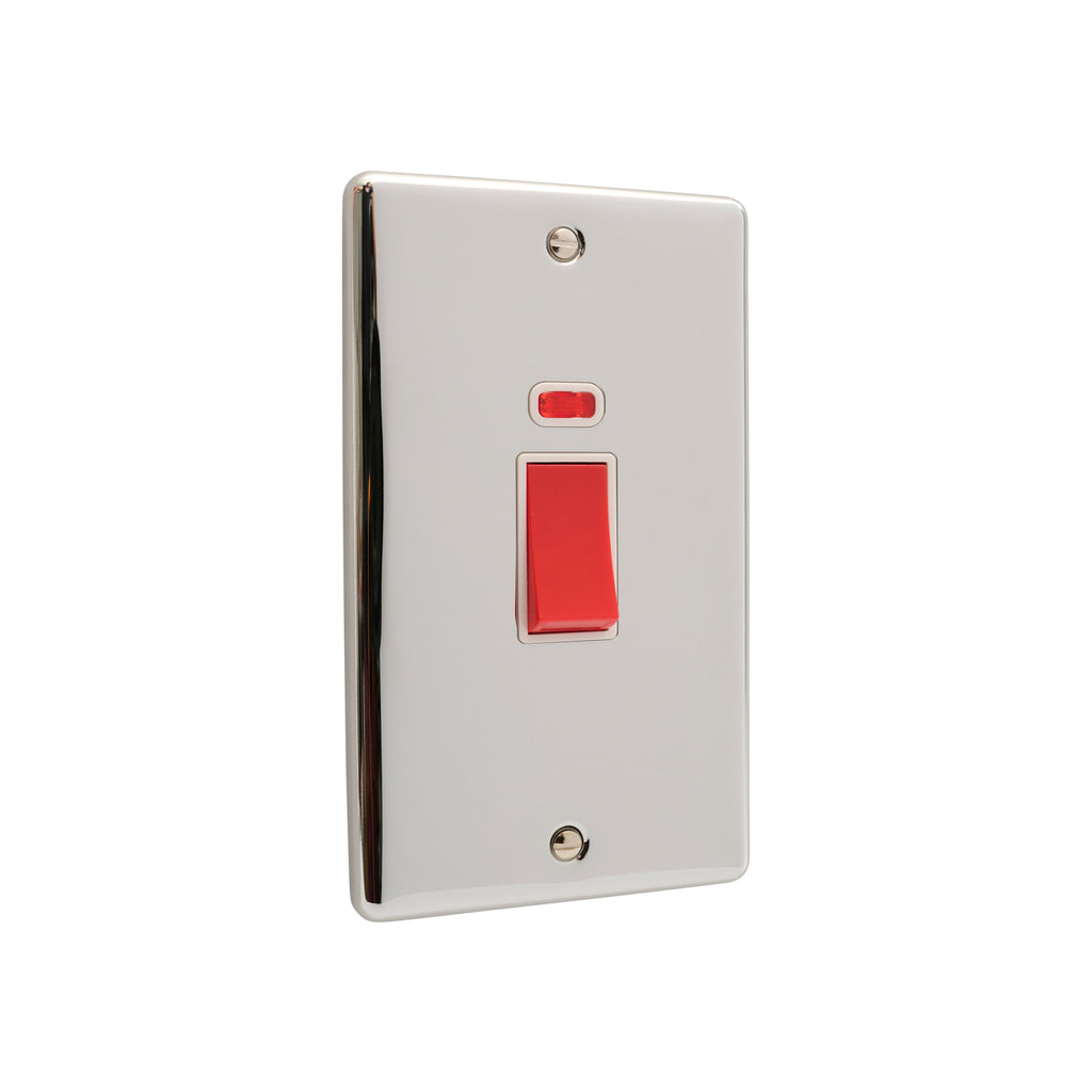 Polished Chrome 45A Double Vertical Cooker Switch - W40PCW