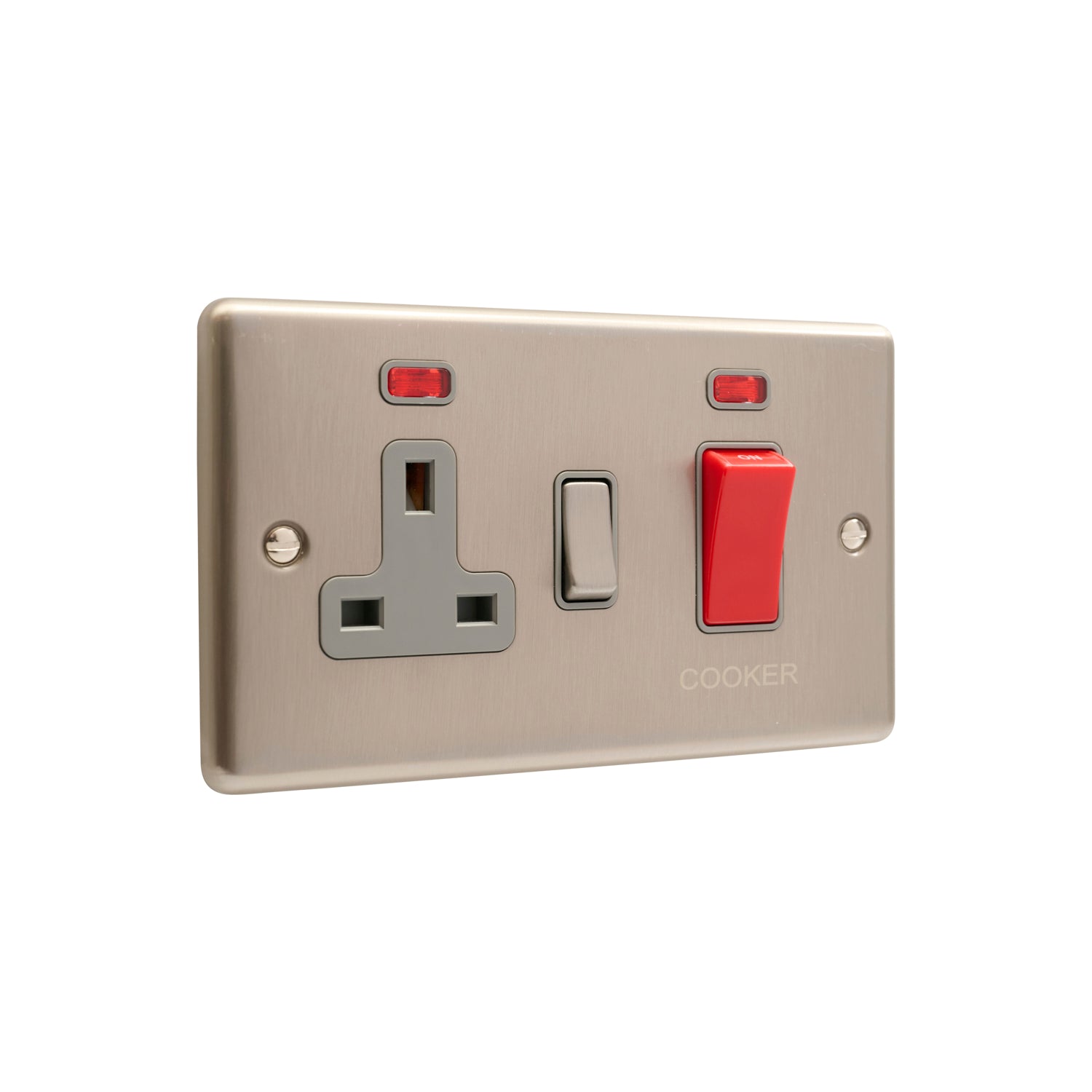 Windsor Brushed Steel 45A Cooker Switch with Socket - W41BSG