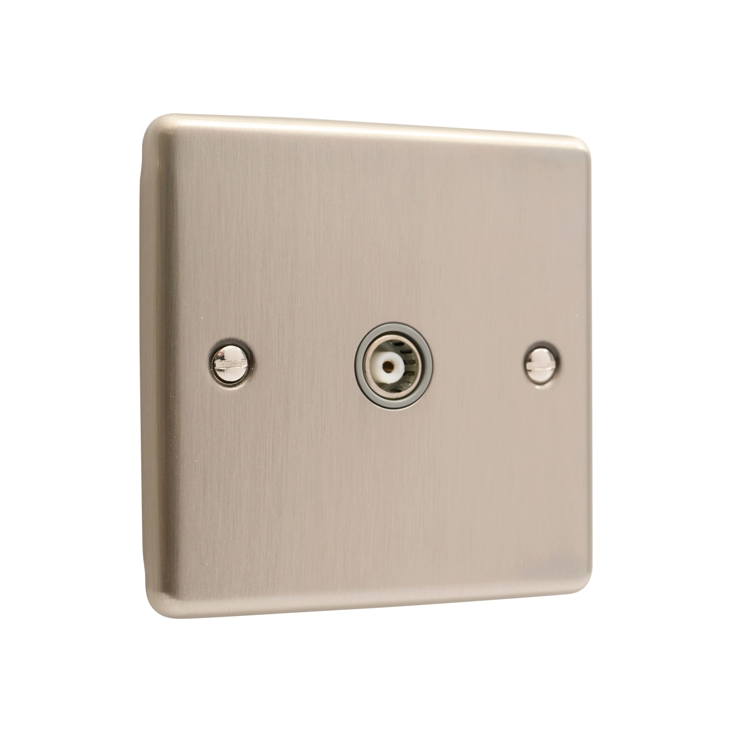 Windsor Brushed Steel 1 Gang TV Coaxial Outlet – W42BSG