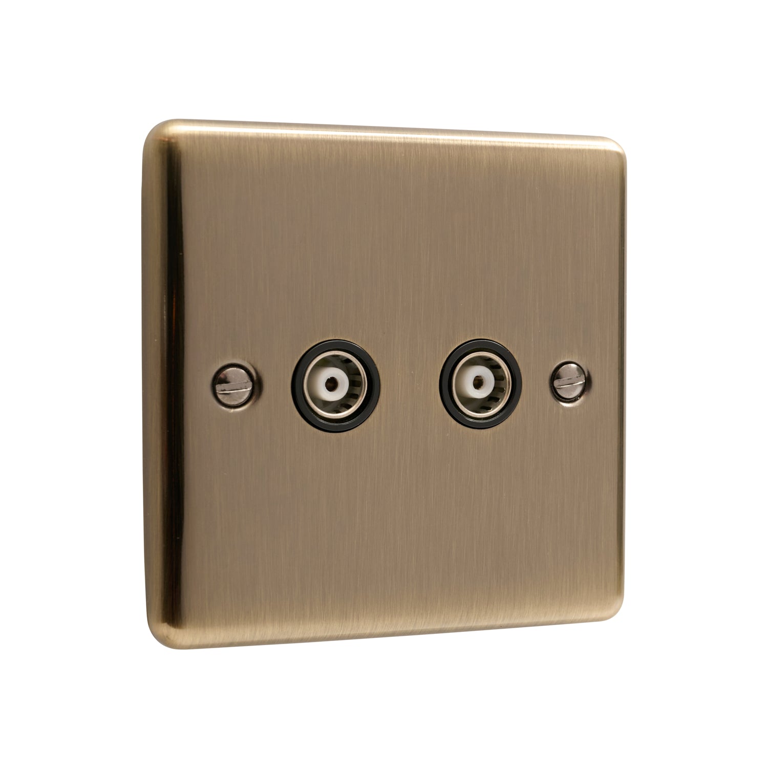 Windsor Antique Brass 2 Gang TV Coaxial Outlet - W43AB