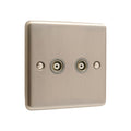 Windsor Brushed Steel 2 Gang TV Coaxial Outlet - W43BSG