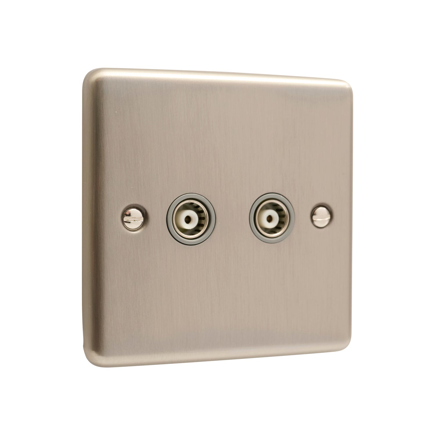 Windsor Brushed Steel 2 Gang TV Coaxial Outlet - W43BSG
