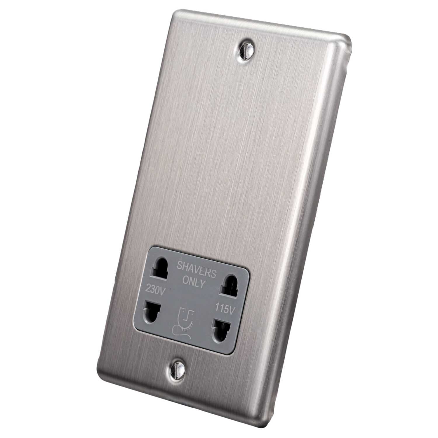 Windsor Brushed Steel Shaver Socket - W48BSG