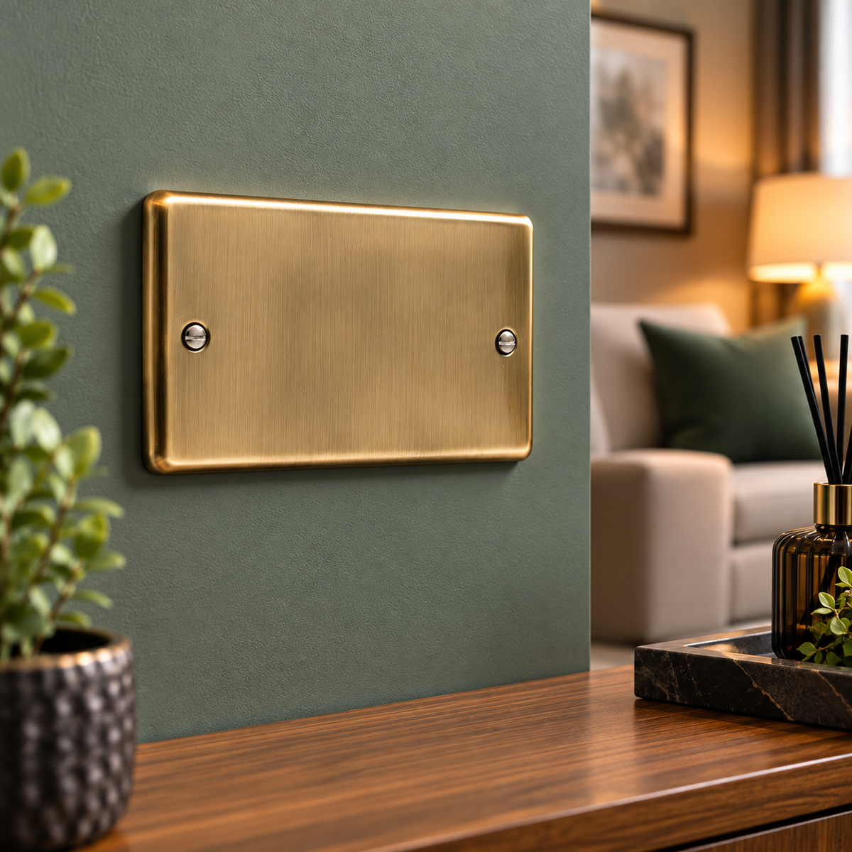 Windsor Antique Brass Double Blanking Plate - W50AB