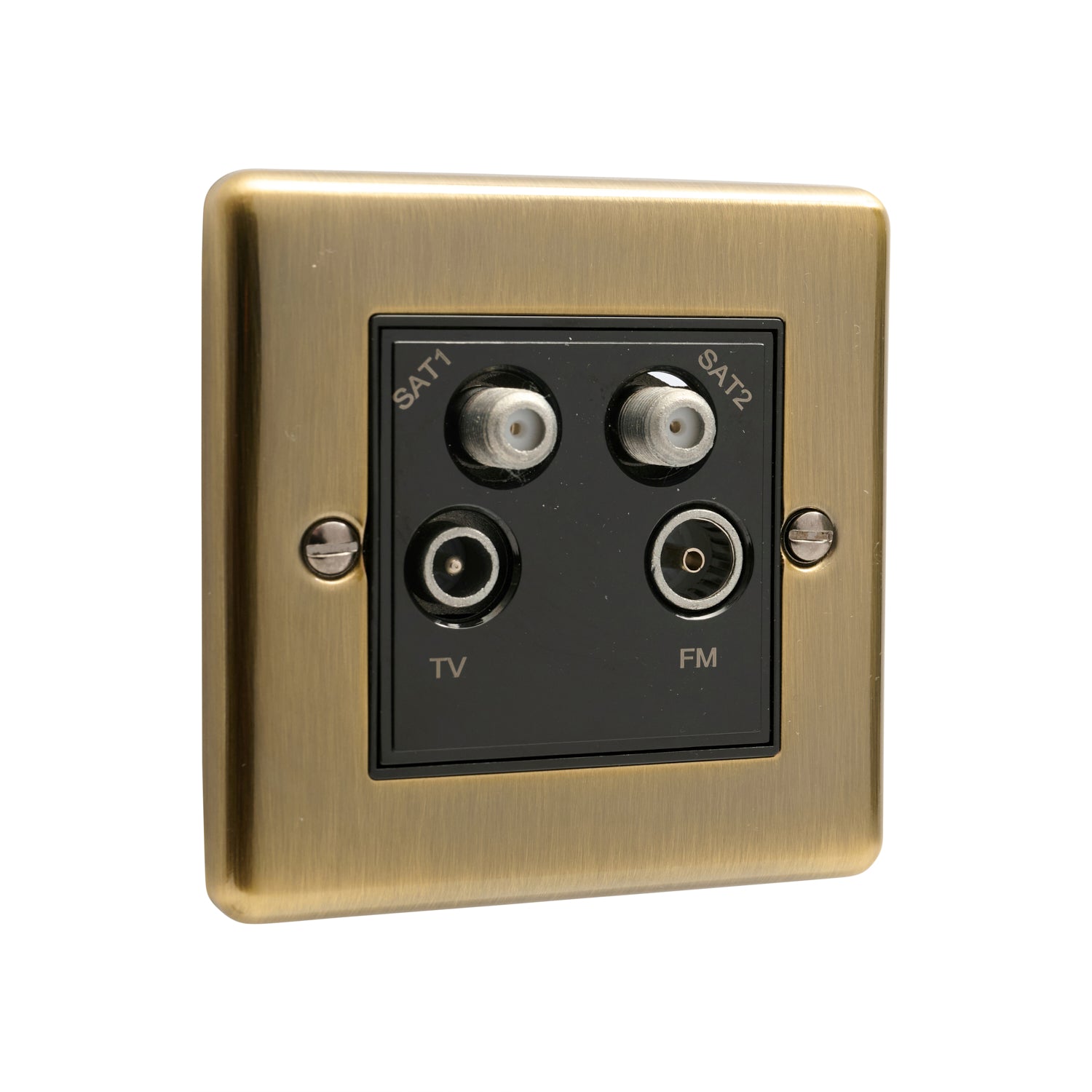 Windsor Antique Brass TV/Satellite Socket 1 Gang Satellite/TV/FM - W57AB