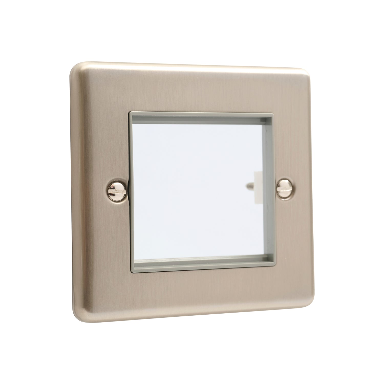 Windsor Brushed Steel Data Plate 2 Modules Grey Insert – W63BSG