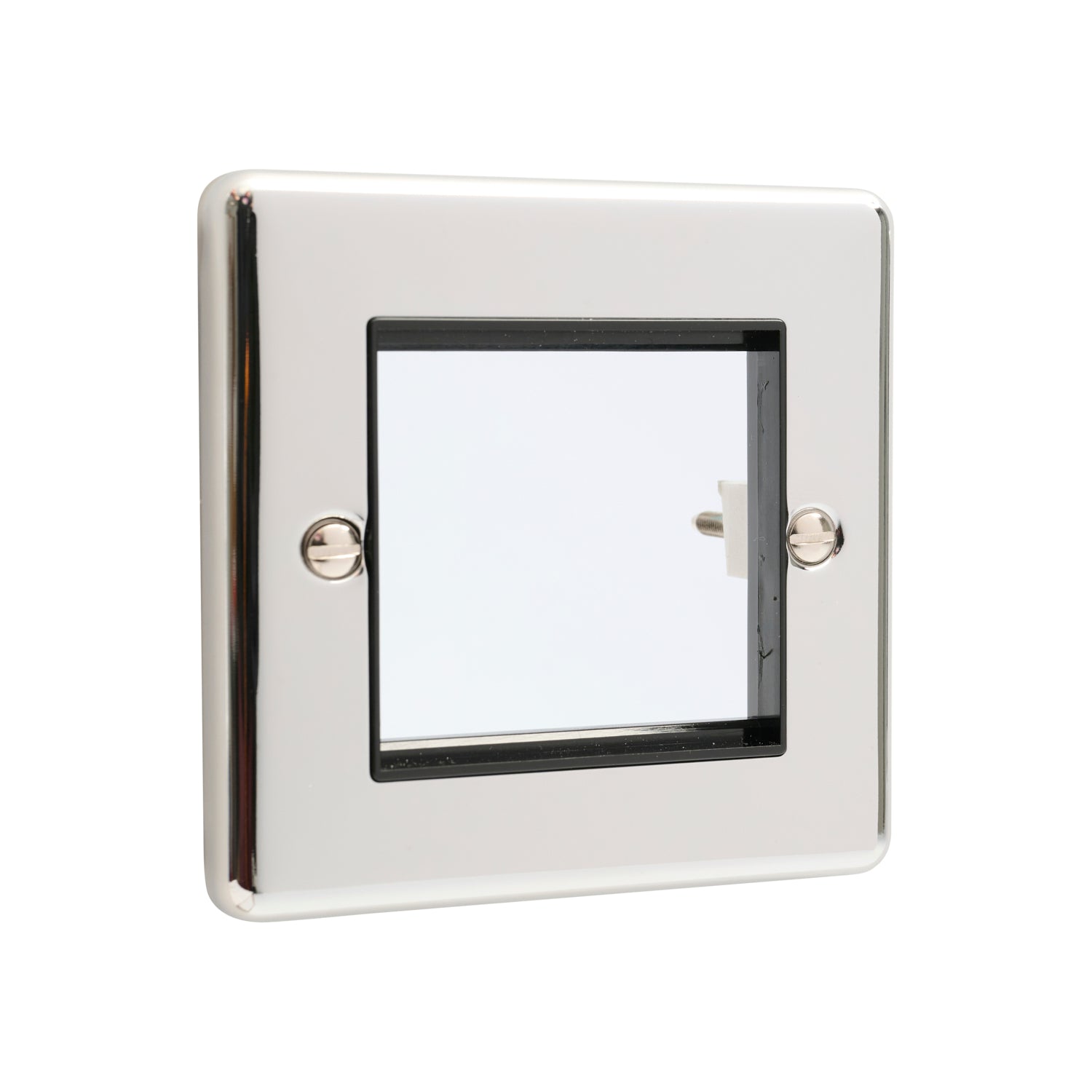 Polished Chrome Data Plate 2 Modules Black Insert – W63PCB