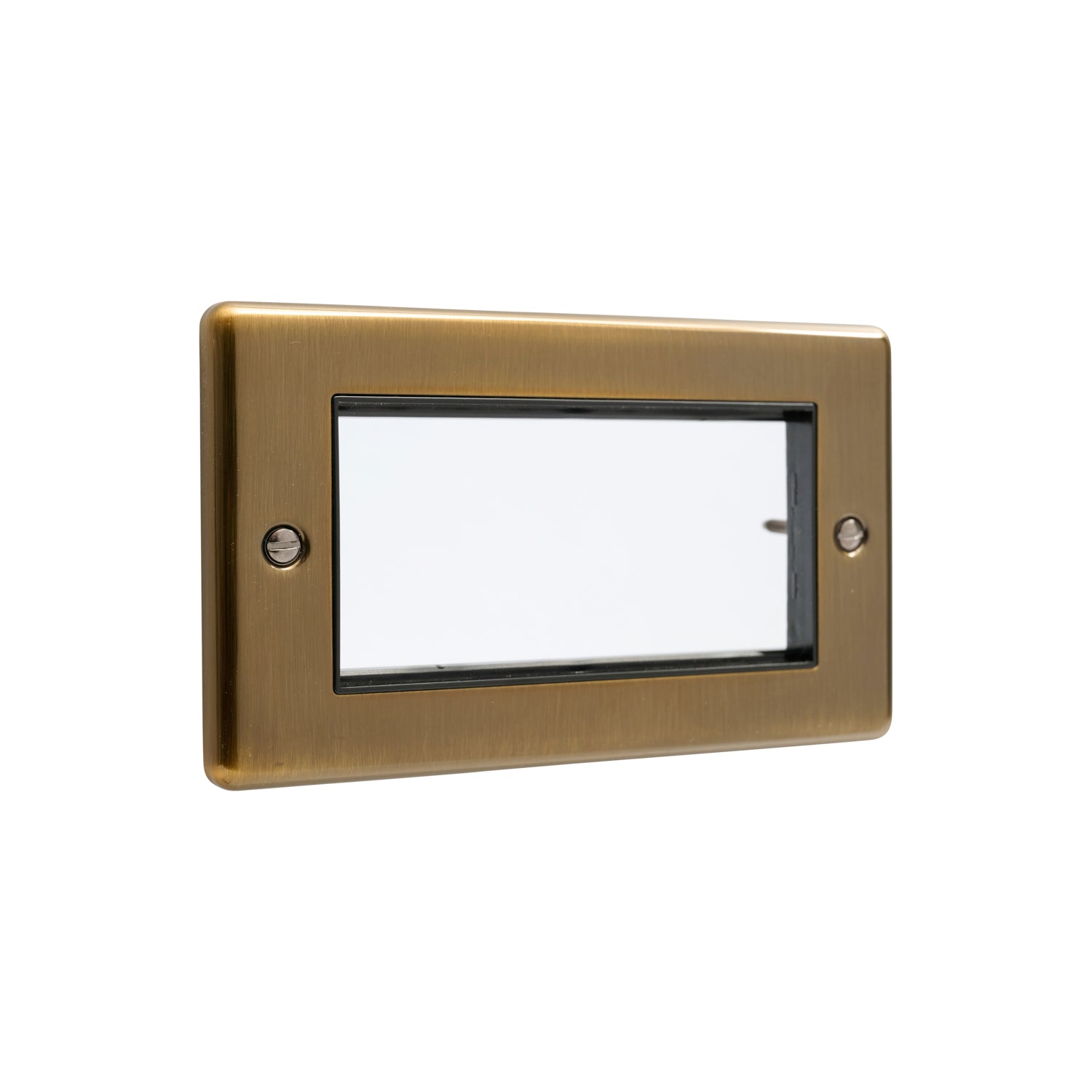 Windsor Antique Brass Data Plate 4 Modules Black Insert - W64AB