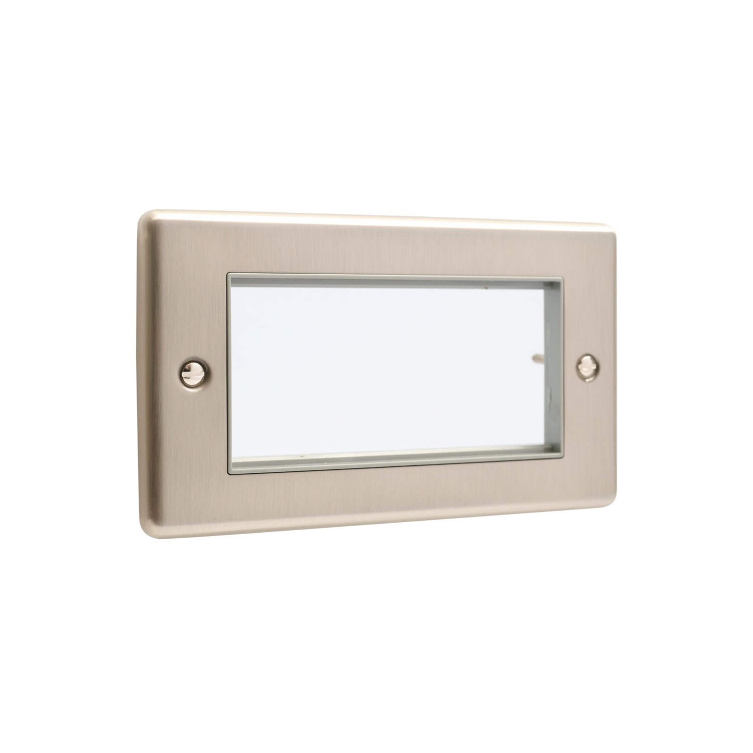 Windsor Brushed Steel Data Plate 4 Modules Grey Insert – W64BSG