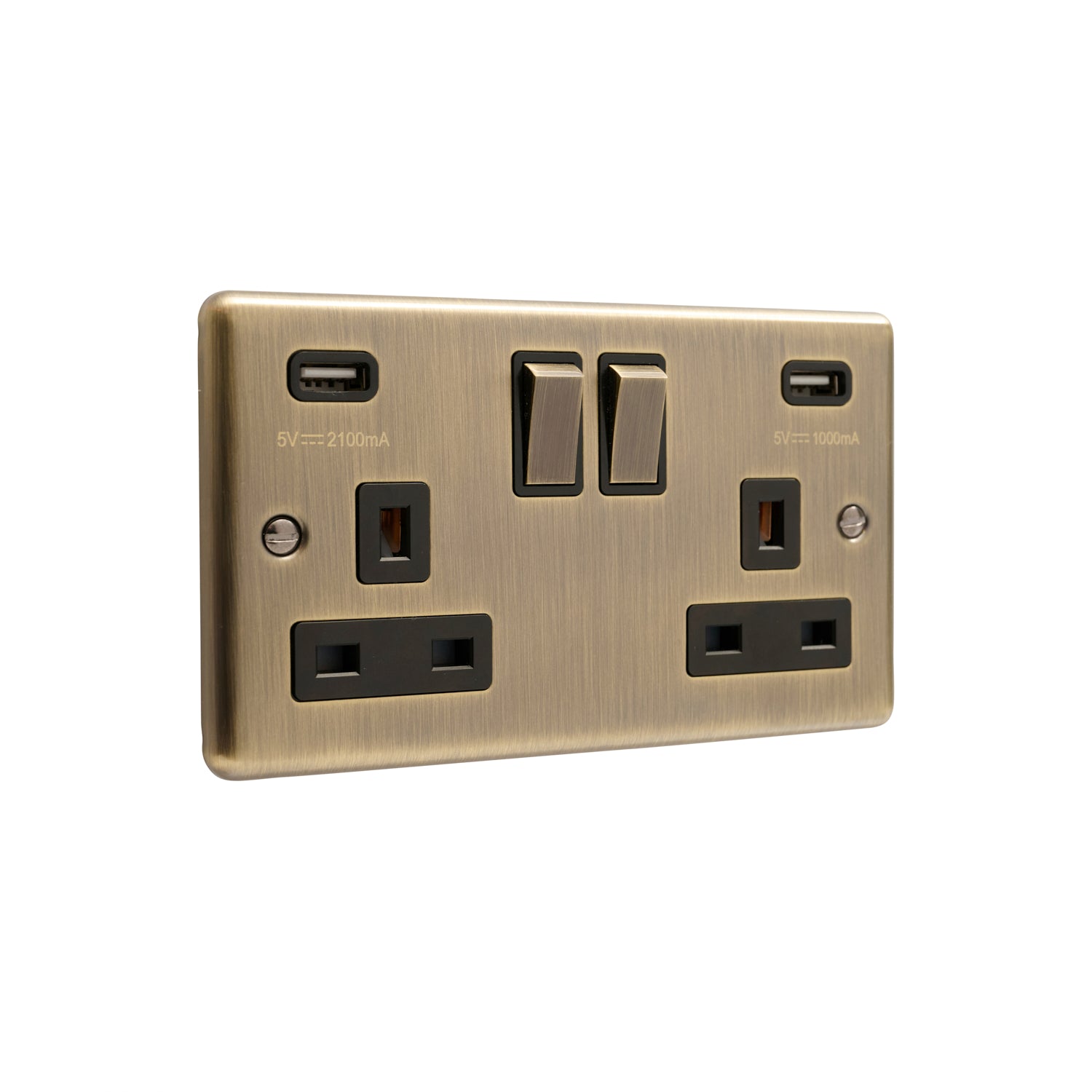 Windsor Antique Brass Double USB Socket - W65AB