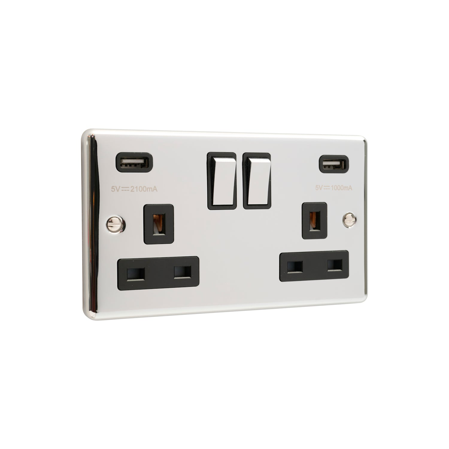 Polished Chrome USB - Twin Ports 3.1a - W65PCB