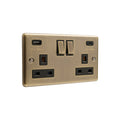 Windsor Antique Brass USB A & C Type Switched Socket 2 Gang 3.1A - W67AB