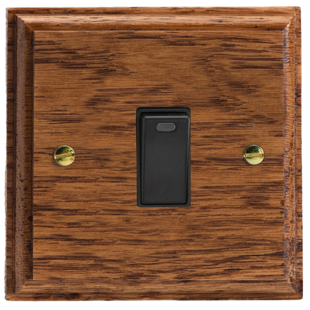 Varilight Kilnwood 1-Gang 20A Double Pole Rocker Switch with Neon Indicator - XK20NMOB