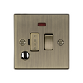 Antique Brass 13A Switched Fused Spur Unit with Neon & Flex Outlet - CS63FAB image 0