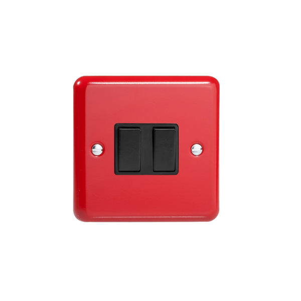 Pillar Box Red 2-Gang 10A 1- or 2-Way Rocker Switch XY2B.PR image 0