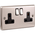 Brushed Steel Double 2 Gang 13a Socket -  W07BSB image 0