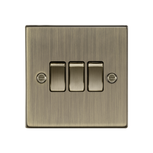 Antique Brass 10AX 3G 2-way Plate Switch - Square Edge - CS4AB image 0