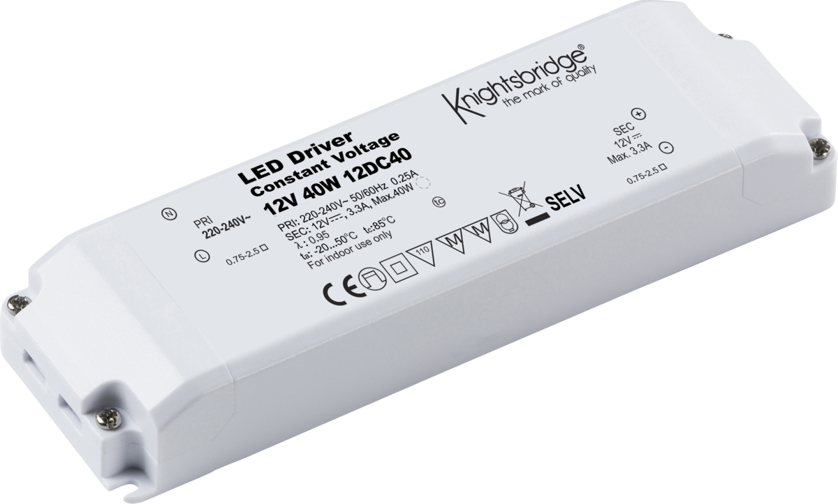 IP20 12V DC 40W LED Driver - Constant Voltage - 12DC40 image 0