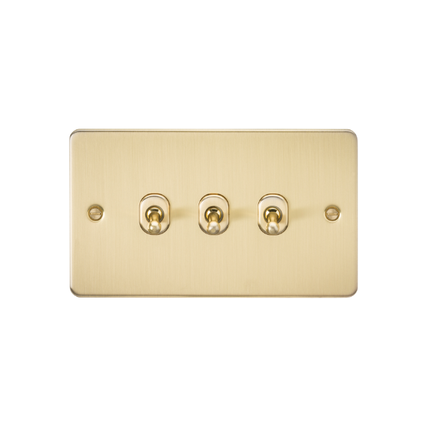 Brushed Brass 10AX 3G 2-way Toggle Switch - FP3TOGBB image 0