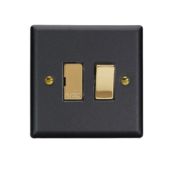 Varilight Vogue Matt Black 13A Switched Fused Spur - XY6V.MB image 0