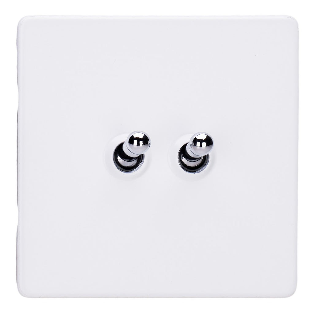Varilight Primed 2-Gang 10A 1- or 2-Way Toggle Switch with Chrome Toggle - XDYT2S.PD image 0