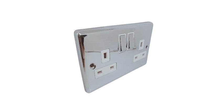 Polished Chrome Double 2 Gang 13a Socket - W07PCW image 0