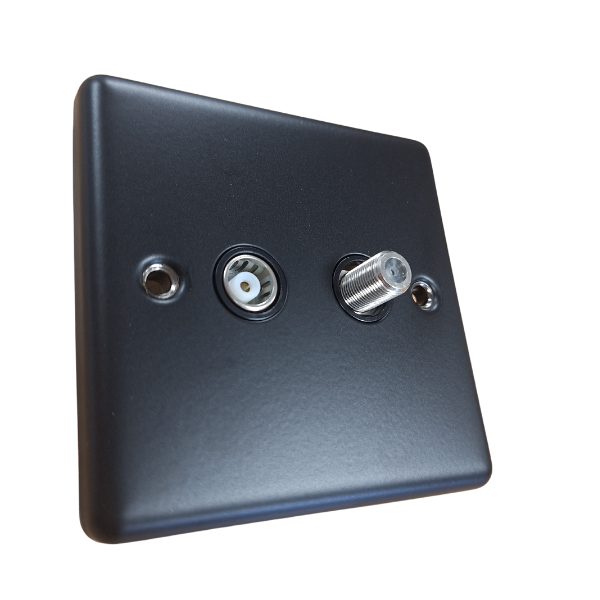 Matt Black 1 Gang TV & Satellite Socket - W54MBB image 0