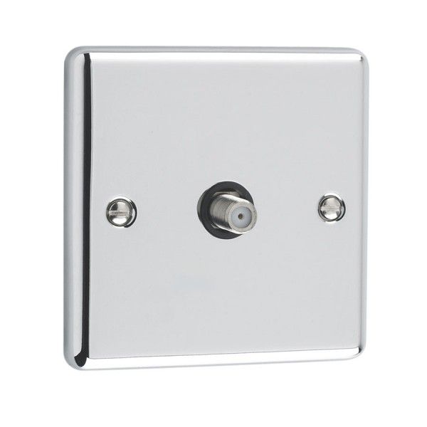 Polished Chrome 1 Gang Satellite Outlet - W59PCB image 0