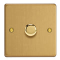 Brushed Brass 1-Gang 2-Way V-Pro Push On/Off Rotary LED Dimmer 1 x 0-120W JDEP401.BB image 0
