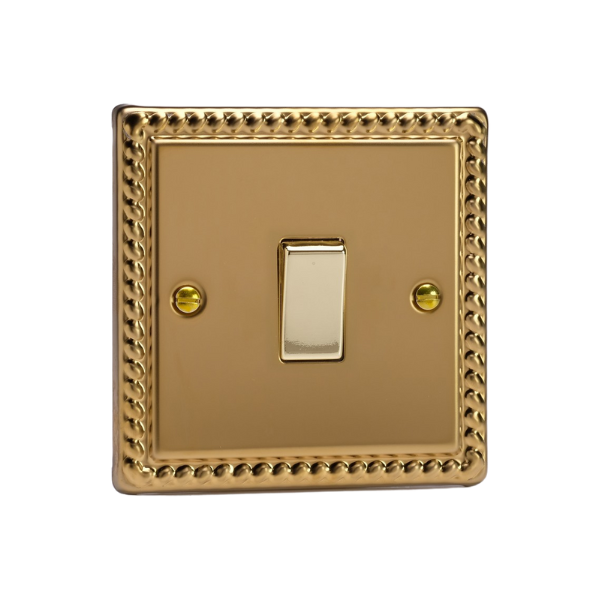 Varilight Georgian Brass 1-Gang 10A Intermediate Rocker Switch - XG7D image 0