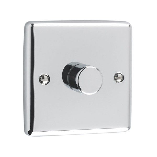 Polished Chrome 1 Gang 400W Dimmer Switch - W22PC image 0