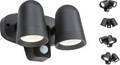 230V IP65 18W LED Black Twin Spot Floodlight with PIR - FLTPB image 0