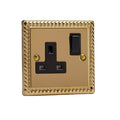Varilight Georgian Brass 1-Gang 13A Double Pole Switched Socket - XG4B image 0