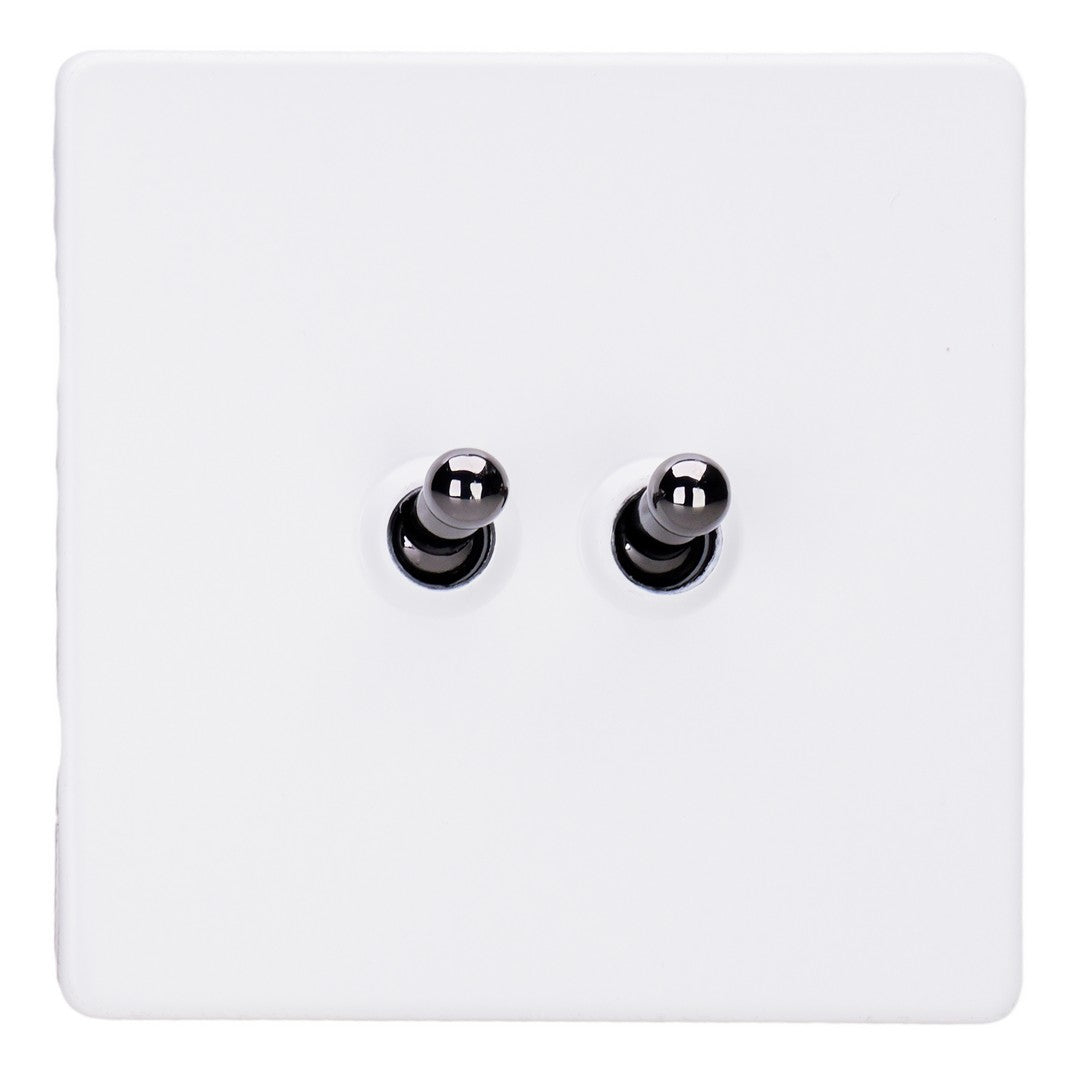 Varilight Primed 2-Gang 10A 1- or 2-Way Toggle Switch with Iridium Toggle - XDYT2IS.PD image 0