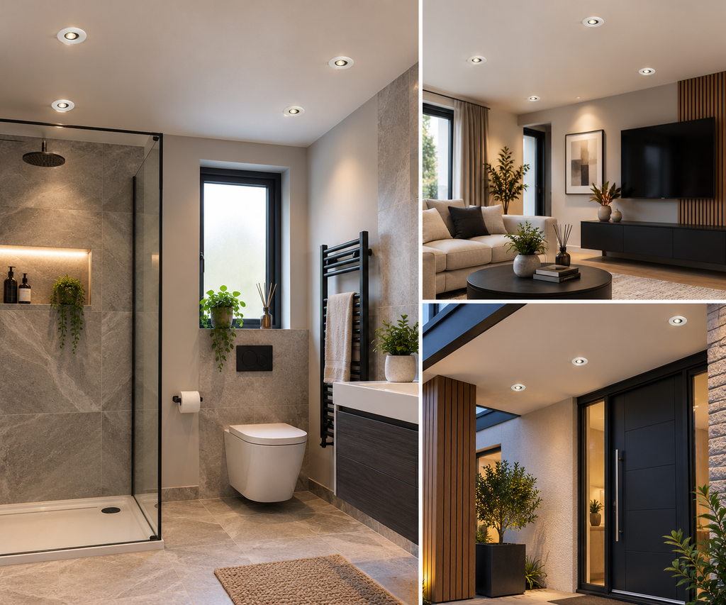 Brushed Chrome  - IP65 Shower Bathroom GU10 Downlight Fire Rated - VUEP562