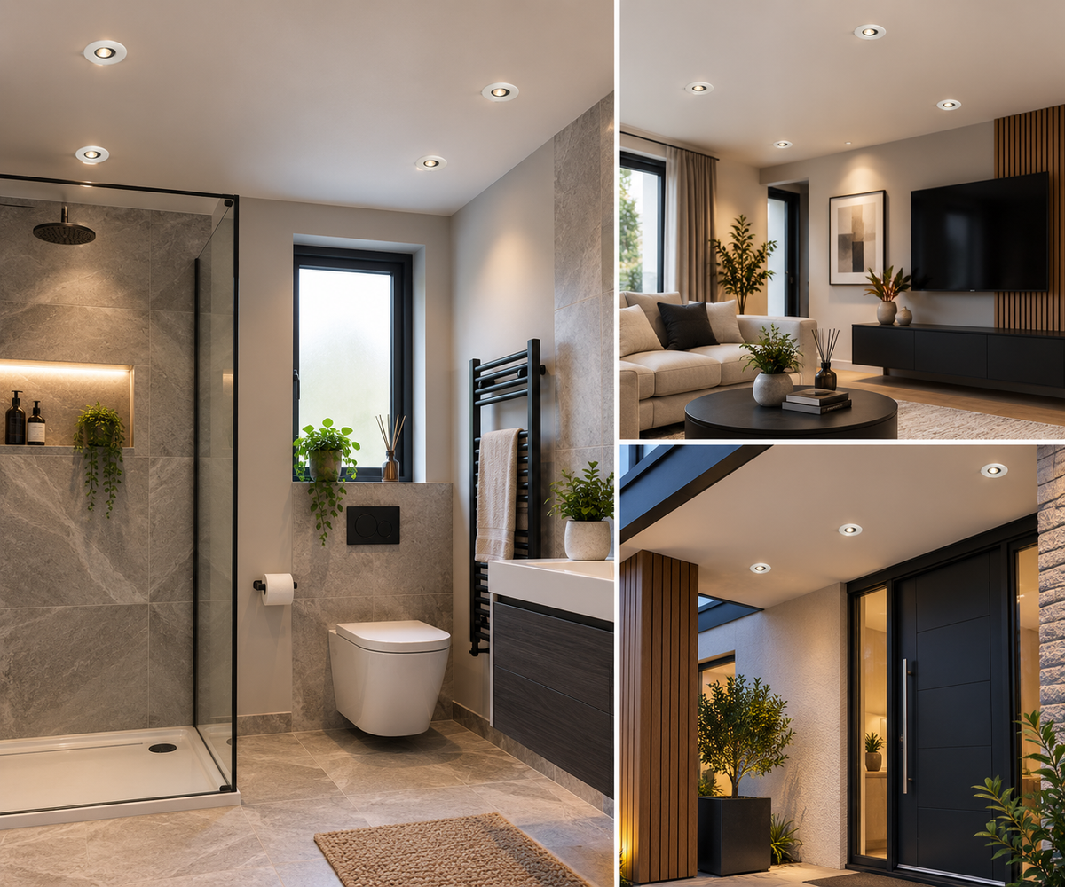 Brushed Chrome  - IP65 Shower Bathroom GU10 Downlight Fire Rated - VUEP562