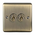 Windsor Antique Brass 2 Gang 20AX Toggle Switch W35AB image 0