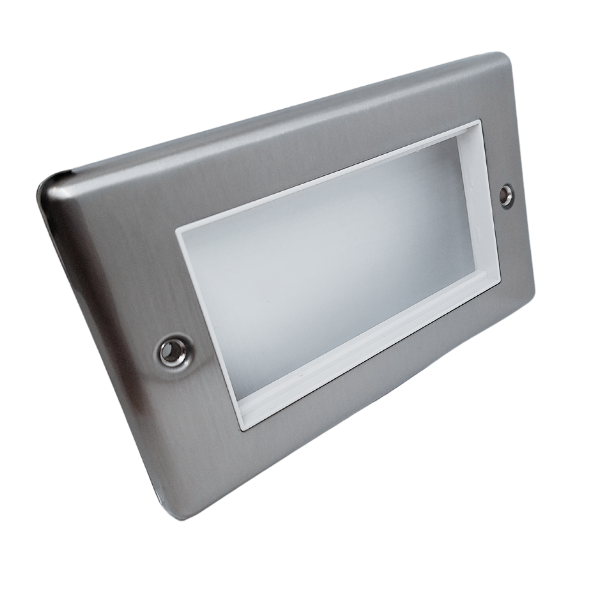 Brushed Steel Data Plate 4 Modules White Insert – W64BSW image 0