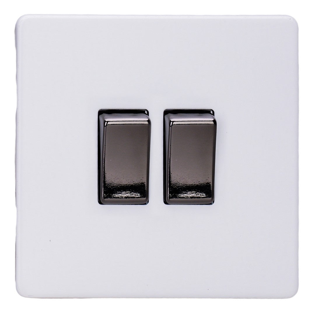 Varilight Primed 2-Gang 10A 1- or 2-Way Rocker Switch with Iridium Rockers XDY2IS.PD image 0