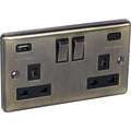 Windsor Antique Brass USB A & C Type Switched Socket 2 Gang 3.1A - W67AB image 0