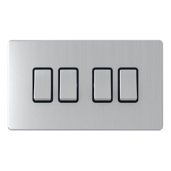 4 Gang Quad 10a Light Switch - SG04BCB image 0