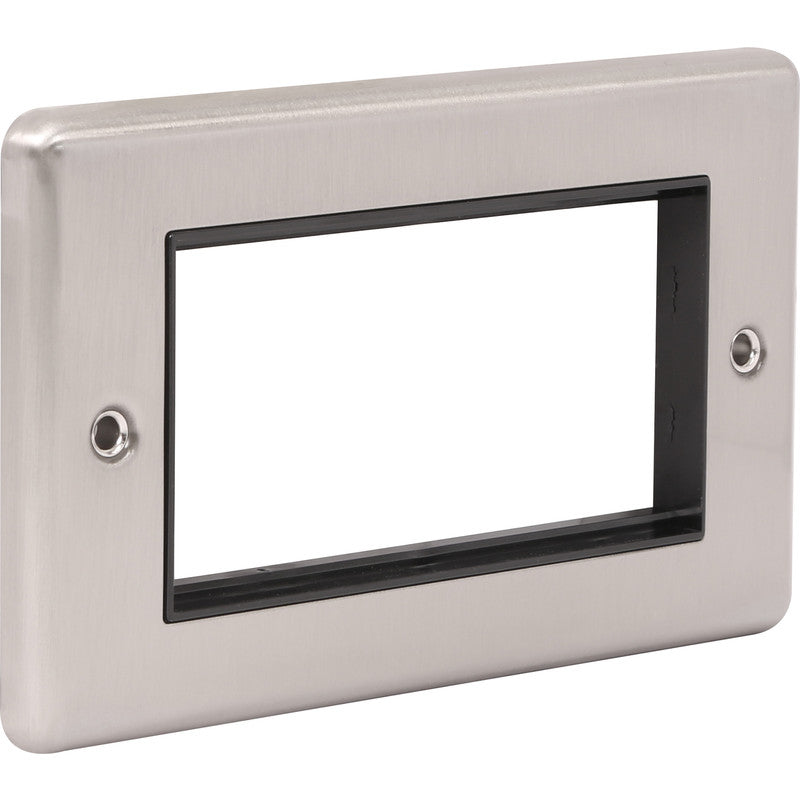 Brushed Steel Data Plate 4 Modules Black Insert - W64BSB image 0