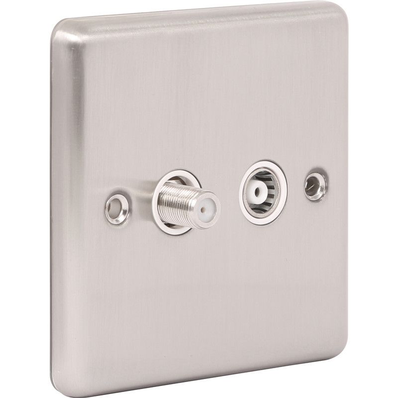 Brushed Steel Satellite & TV Outlet W54BSW image 0