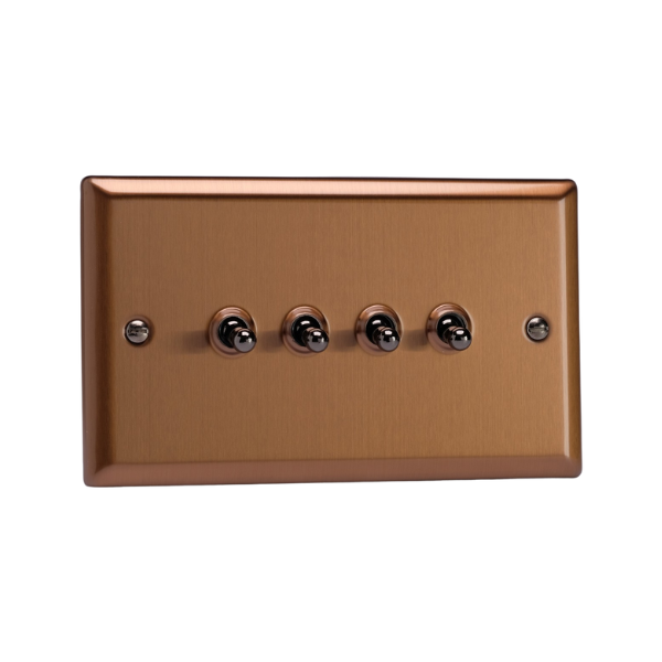 Urban Brushed Bronze 4-Gang 10A 1- or 2-Way Toggle Switch (Twin Plate) XYT9.BZ image 0