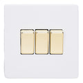 Varilight Primed 3-Gang 10A 1- or 2-Way Rocker Switch with Brass Rocker – XDY3VS.PD image 0