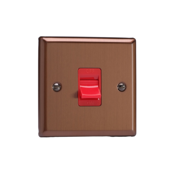 Urban Brushed Bronze 45A Cooker Switch (Single Plate, Red Rocker) XY45S.BZ image 0