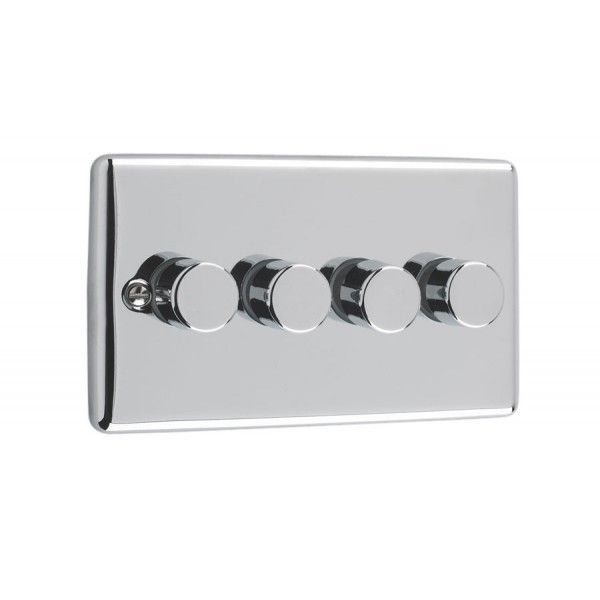 Polished Chrome 4 Gang 250W Dimmer Switch – W13PC image 0
