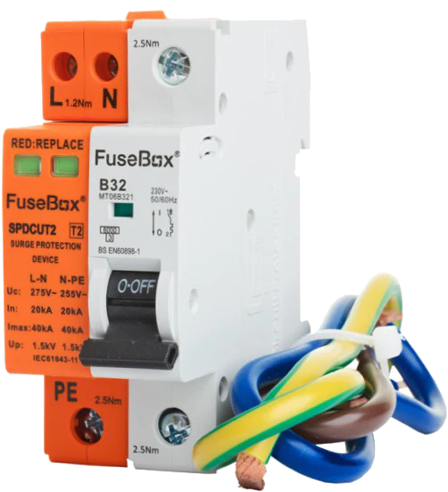 FuseBox SPDCUKITT2 Type 2 Surge Protection Device with 32A MCB & Cables image 0
